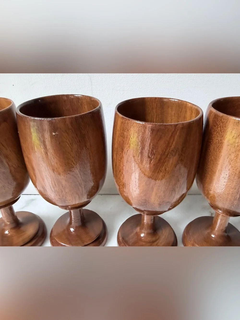 Waikiki Woods Monkey Pod Hawaii Vintage 6” Goblets Lot of 4…